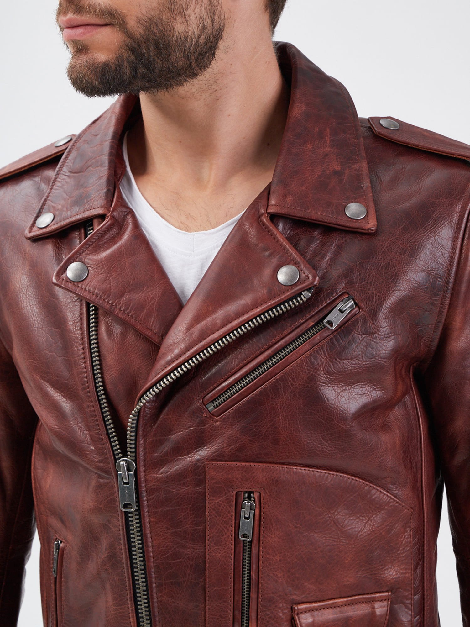 Redford R-03 - Leather biker jacket — D73 USA